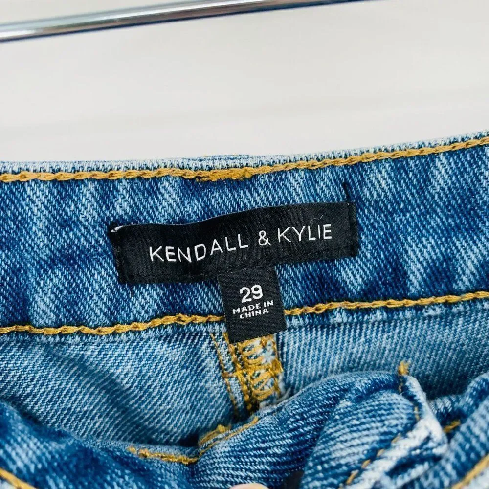 Kendall & Kylie Size 29 Light Wash Cuffed High Rise Denim Shorts